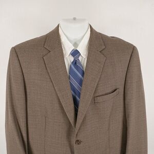 Pronto Uomo Platinum Luxury Wool Brown Blue Hounstooth 2‎ Button Sport Coat 44R